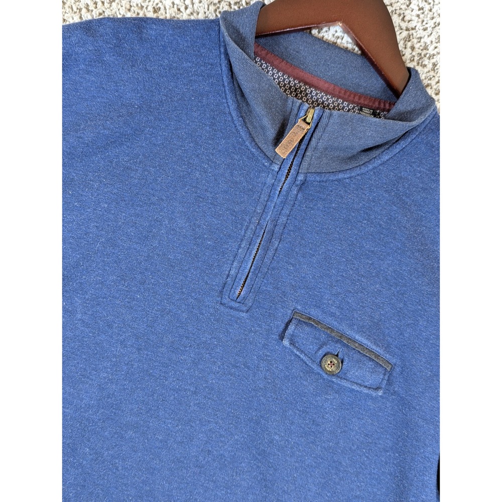 Ted Baker London‎ 1/4 Zip Pullover Sweater Button Pocket Blue Mens Size 6
